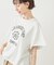 カレッジロゴプリントフレアスリーブピグメントTシャツ/リンクコーデ
