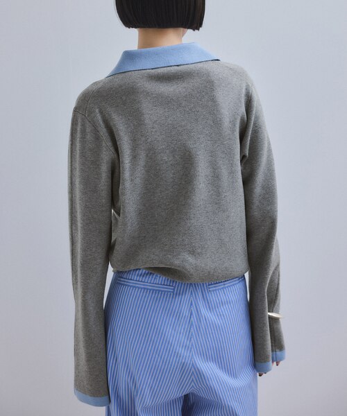 WEB限定】・【サステナブル】バイカラーポロニットプルオーバー