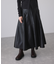 シンセティックレザーフレアスカート