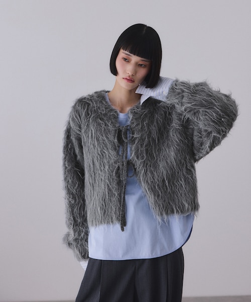 アダムエロペ　フラッフィーカーディガン ADAM ET ROPE'（アダムエロペ） カーディガン 「WEB限定」フラッフィー