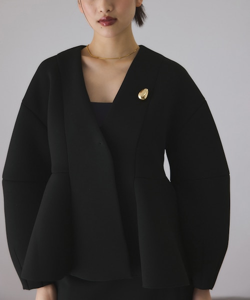 エッグブローチ付きペプラムカーディガン｜アダムエロペの通販｜&mall