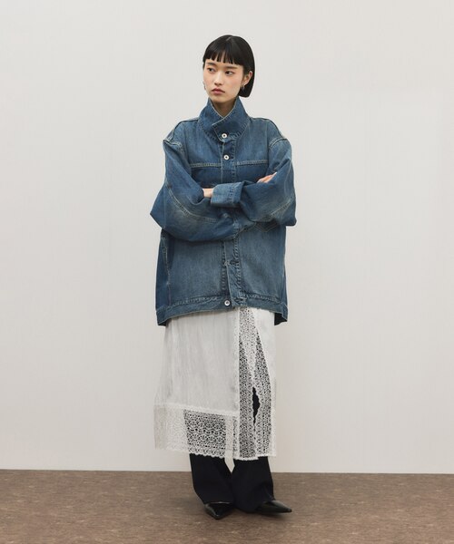 【人気】アダムエロペ デニムジャケット M スタンドカラー オーバーサイズ WEB限定】スタンドネックデニムジャケット｜アダムエロペの通販｜&mall