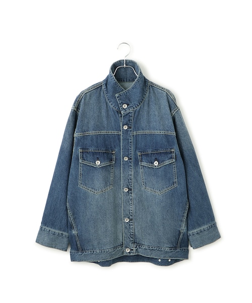 【人気】アダムエロペ デニムジャケット M スタンドカラー オーバーサイズ WEB限定】スタンドネックデニムジャケット｜アダムエロペの通販｜&mall