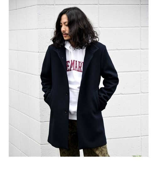 SHIPS: スーパー140'S 100%WOOL メルトン スタンドカラー コート