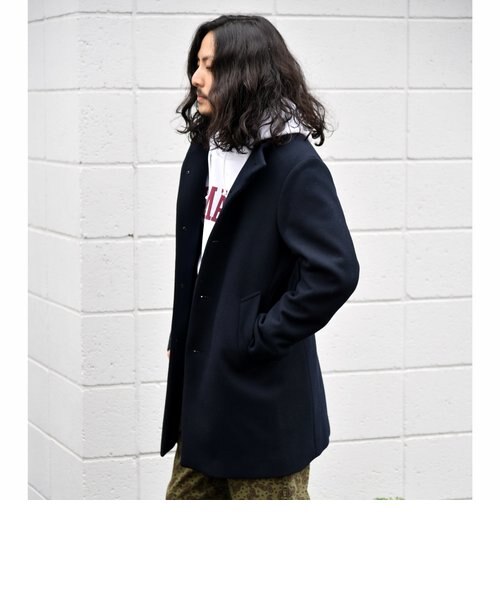SHIPS: スーパー140'S 100%WOOL メルトン スタンドカラー コート