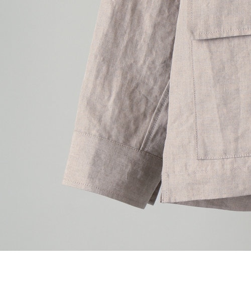 【定価¥31900-】シップス リネン サファリシャツジャケット ベージュ系 M quaranciel:〈洗濯機可能〉コットン リネン サファリ シャツ