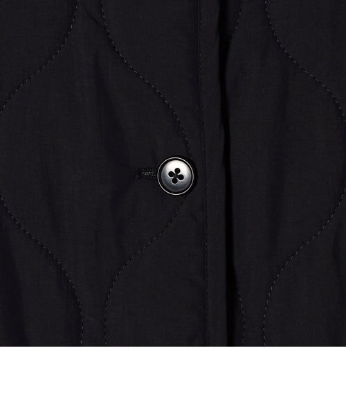 新品　THERMORE キルティング ノーカラー クルーネック ロングコート　黒 SHIPS any コート アウター any: THERMORE キルティング ノーカラー