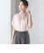 〈手洗い可能〉ネック ギャザー ソリッド ブラウス