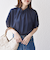 〈手洗い可能〉ネック ギャザー ソリッド ブラウス