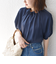〈手洗い可能〉ネック ギャザー ソリッド ブラウス