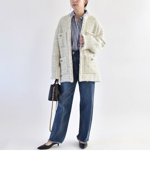 SHIPS カランシエル ファンシー ツイード ノーカラー ジャケット 楽天市場】【SALE／30%OFF】quaranciel: ファンシー ツイード