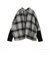 〈手洗い可能〉袖 リブ 切り替え チェック ショート 羽織 ◇