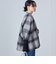 〈手洗い可能〉袖 リブ 切り替え チェック ショート 羽織 ◇