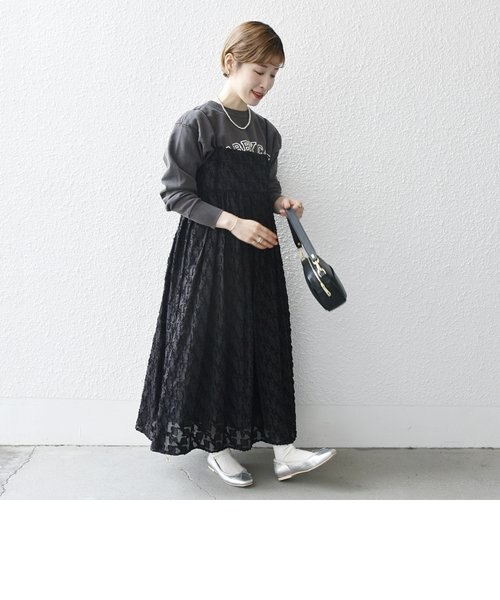 シップスエニィ SHIPS any カットジャカード キャミワンピース SHIPS any:〈洗濯機可能〉カットジャカード キャミ ワンピース