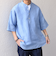 SHIPS any: ピュアリネン バンド スキッパー ハーフスリーブ プルオーバー シャツ 25SS◇