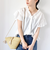 quaranciel:〈手洗い可能〉コットン フリルネック フレアスリーブ ブラウス