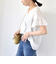 quaranciel:〈手洗い可能〉コットン フリルネック フレアスリーブ ブラウス