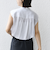 〈手洗い可能〉麻混 フロント フリル フレンチスリーブ ブラウス