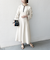 【WEB限定】SHIPS any: ダブルクロス ウエスト タック Aライン ワンピース ［NAVY BLUE］
