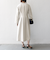 【WEB限定】SHIPS any: ダブルクロス ウエスト タック Aライン ワンピース ［NAVY BLUE］