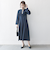 【WEB限定】SHIPS any: ダブルクロス ウエスト タック Aライン ワンピース ［NAVY BLUE］
