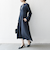 【WEB限定】SHIPS any: ダブルクロス ウエスト タック Aライン ワンピース ［NAVY BLUE］