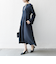 【WEB限定】SHIPS any: ダブルクロス ウエスト タック Aライン ワンピース ［NAVY BLUE］