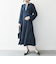 【WEB限定】SHIPS any: ダブルクロス ウエスト タック Aライン ワンピース ［NAVY BLUE］