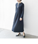 【WEB限定】SHIPS any: ダブルクロス ウエスト タック Aライン ワンピース ［NAVY BLUE］