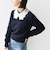 【WEB限定】〈手洗い可能〉布帛 襟付き ニット プルオーバー