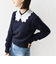 【WEB限定】〈手洗い可能〉布帛 襟付き ニット プルオーバー