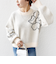 【WEB限定】〈手洗い可能〉ジャカード フラワー ニット プルオーバー