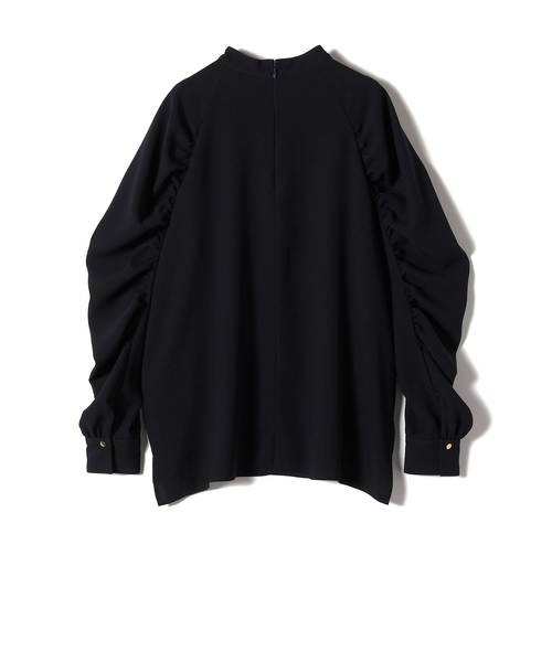 未開封】〈手洗い可能〉ストレッチ ジョーゼット 袖 ギャザー ブラウス