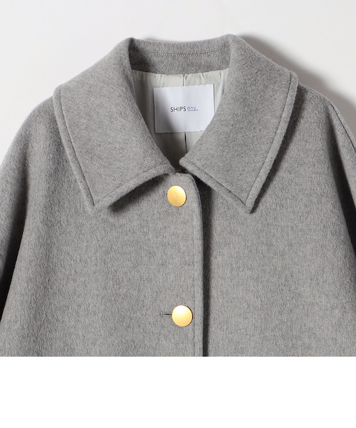 SHIPS any: ノンミュールジングウール ステンカラー ミディ コート