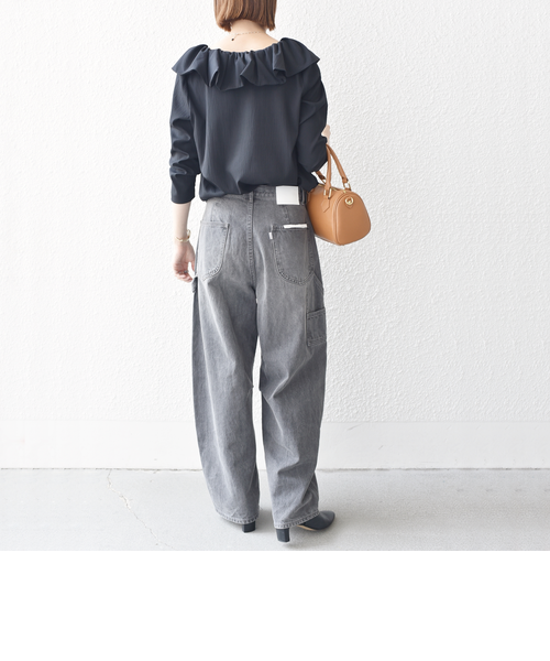 SHIPS any:〈洗濯機可能〉ラフ サテン フリルカラー ロングスリーブ