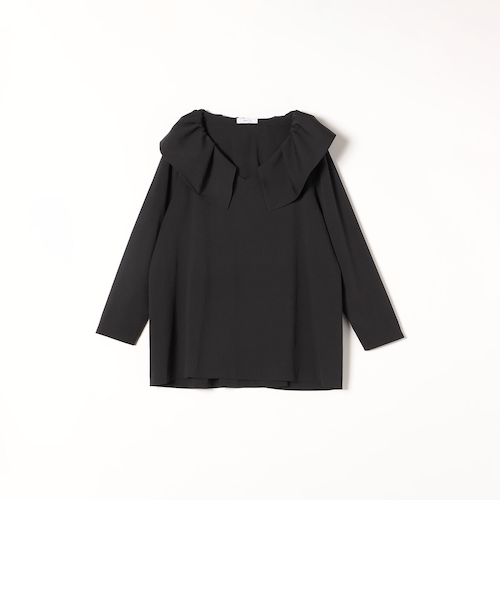 SHIPS any:〈洗濯機可能〉ラフ サテン フリルカラー ロングスリーブ