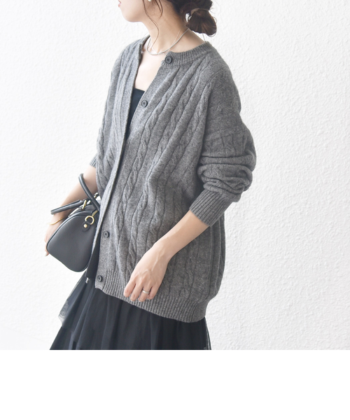 WEB限定】SHIPS any:〈手洗い可能〉ヤク ケーブル クルーネック ニット