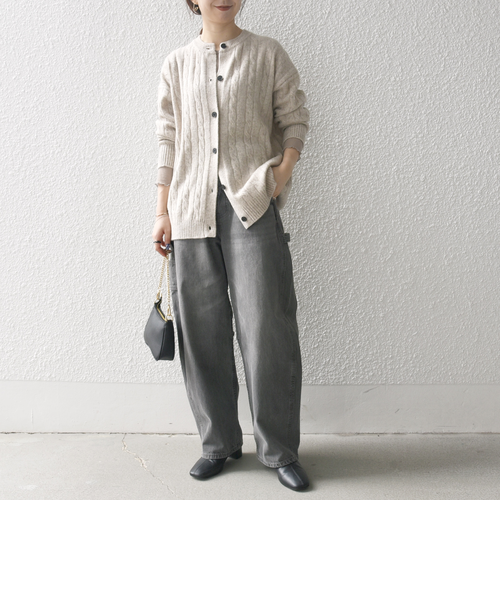 シップス＊ヤク ケーブル クルーネック ニット カーディガン 洗える WEB限定】SHIPS any:〈手洗い可能〉ヤク ケーブル クルーネック