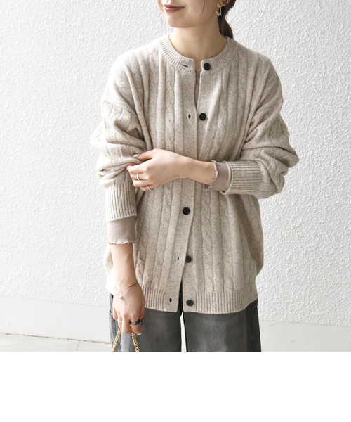 シップスウィメンズ　ケーブルクールネックカーディガン シップスウィメンズ ケーブルクールネックカーディガン 長袖