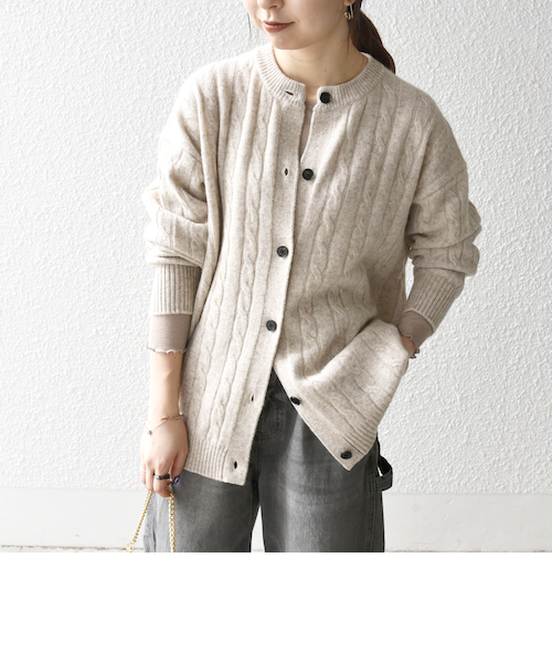SHIPS any:〈手洗い可能〉ニット カーディガン 2 シップス 追加予約》【WEB限定】SHIPS any:〈手洗い可能〉ヤク ケーブル クルー