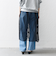 bon_meur: フラワー ビーズ ラップスカート × ストレート パンツ セット
