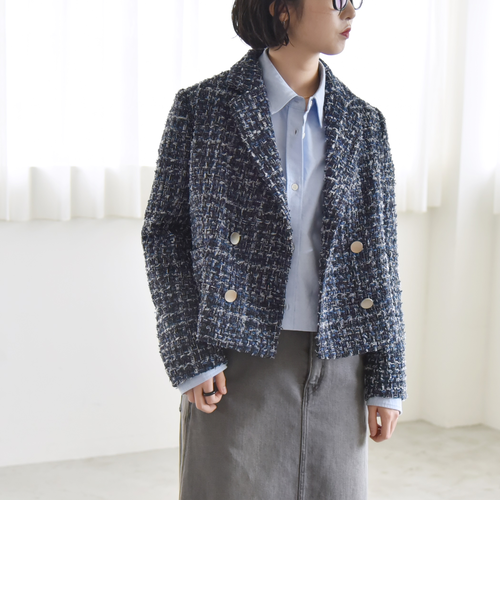 quaranciel: ツイード ショート テーラード ジャケット