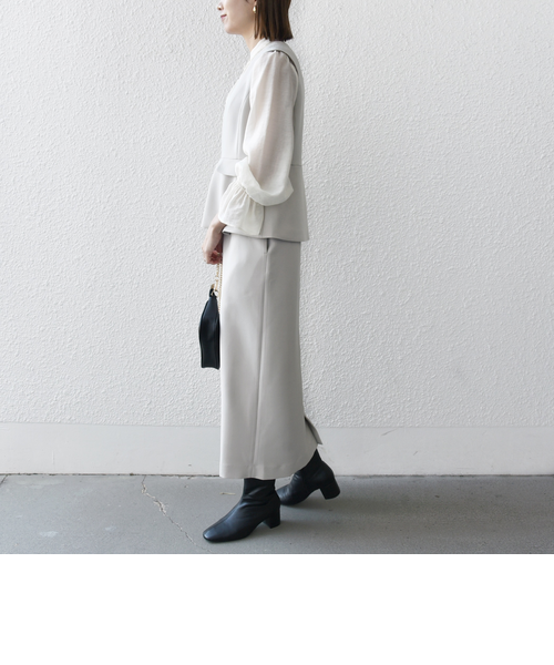 追加予約》SHIPS any:〈洗濯機可能〉ダブルクロス Vネック ペプラム