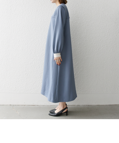 SHIPS any:〈洗濯機可能〉ダブルクロス ヨークカラー ワンピース