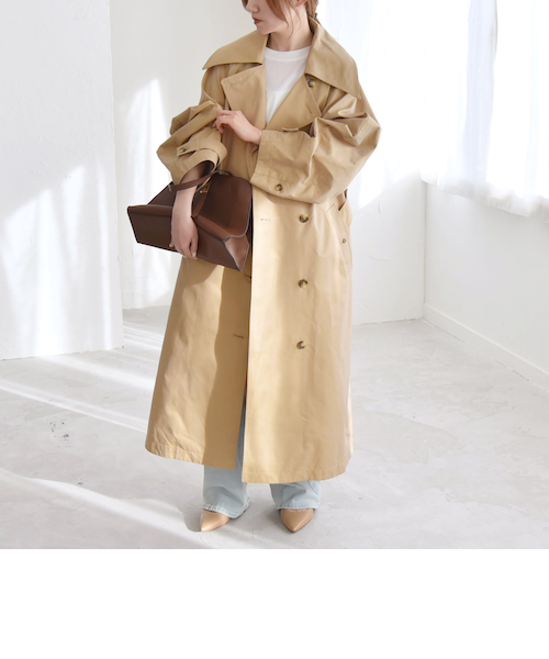 STERNBERG シャンブレーオーバーステンカラーコート ベージュ M STERNBERG シャンブレーオーバーステンカラーコート ベージュ M ZIP