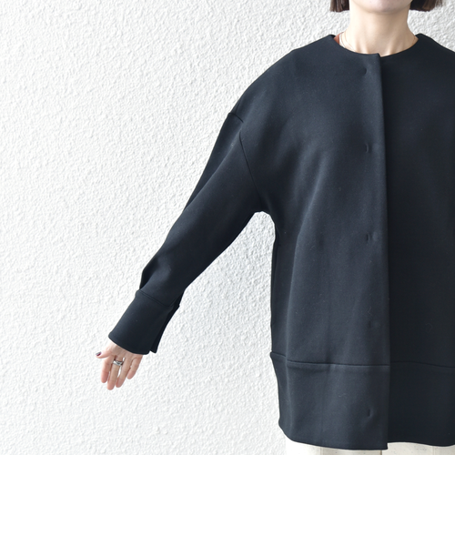 ぴく様25SS♡SHIPS any ダブルジャージー ノーカラーコート ブラック SHIPS any ノーカラーコート コート any:「洗濯機可能」ダブル