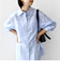 【WEB限定】〈洗濯機可能〉アシンメトリー ストライプ シャツ