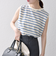 SHIPS any:〈洗濯機可能〉パイル ボーダー ノースリーブ TEE