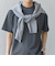 SHIPS any: デザイン リブ ハイゲージ ポンチ クルーネック Tシャツ◇