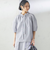 〈手洗い可能〉ストライプ フリル ネック リボン 半袖 ブラウス